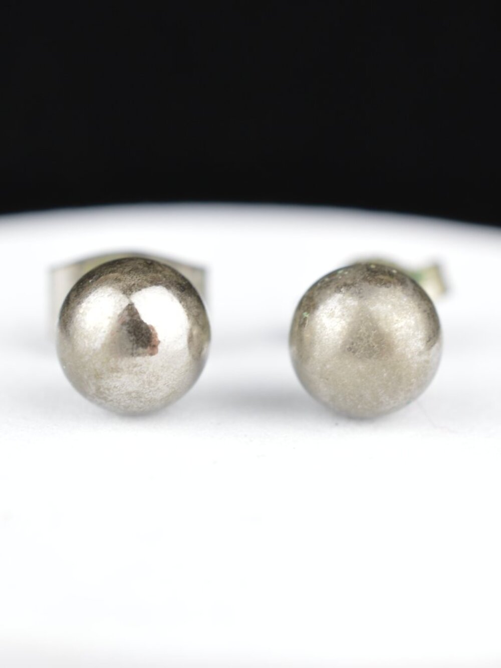 Vintage 925 Sterling Silver Ball Stud Earrings 5mm 3/16" Round Bead Post Fine